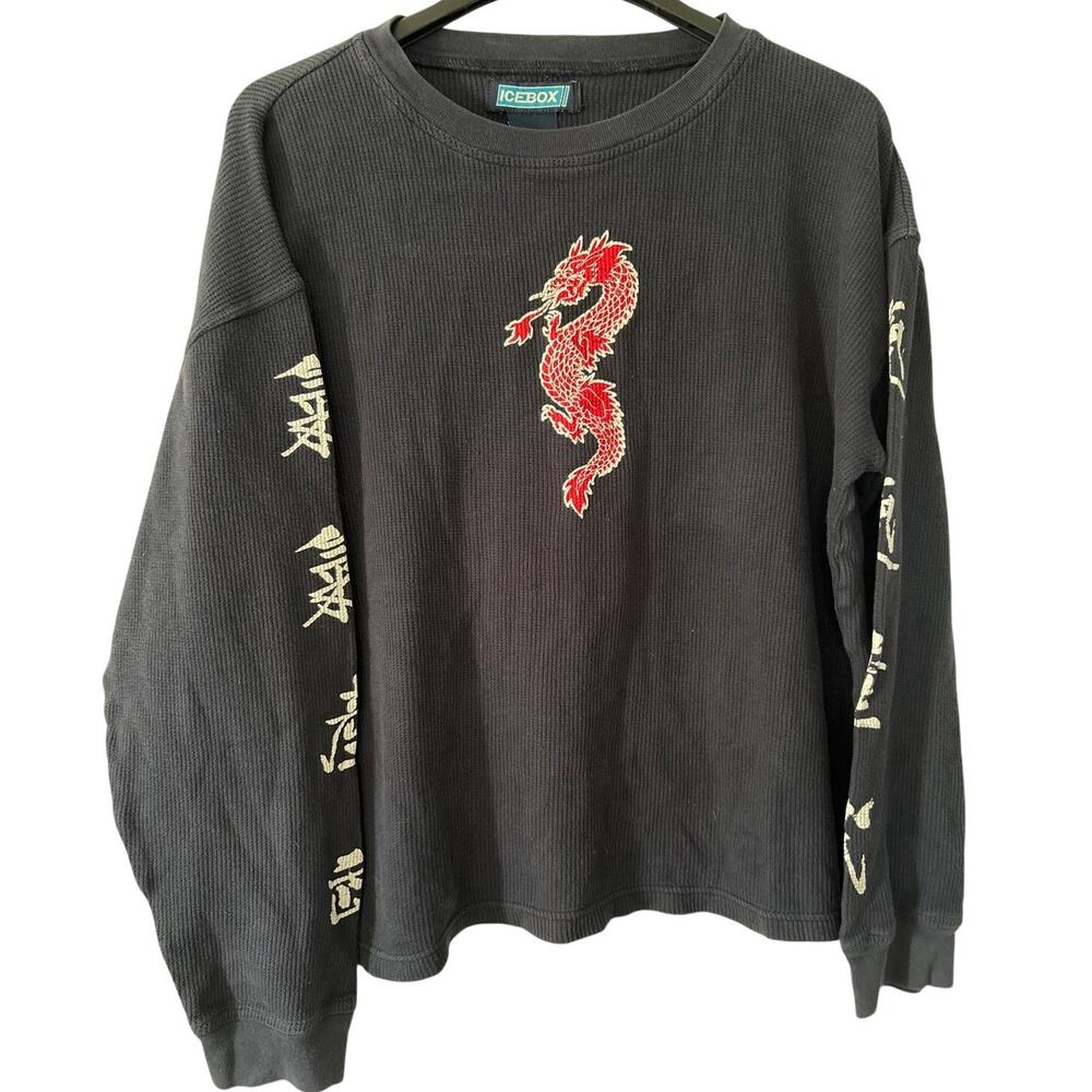 Icebox Vintage 90s Y2K Thermal Dragon Graphic Shirt Skater Streetwear Large